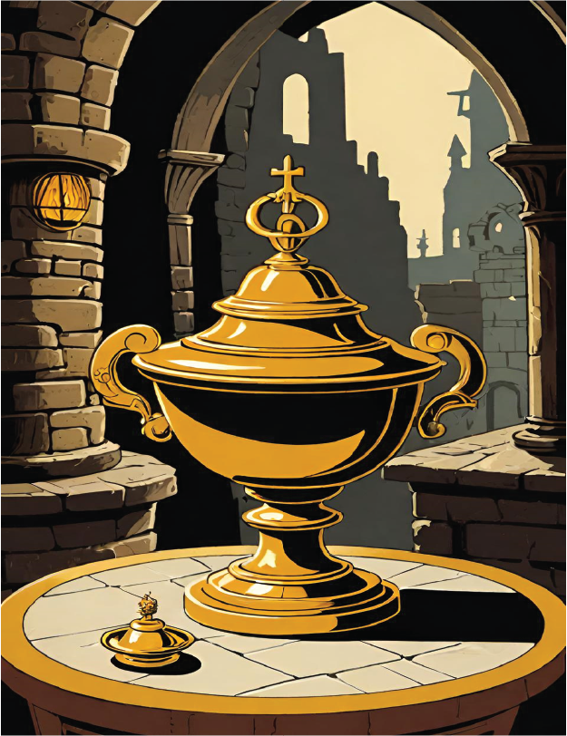 Artifact card art — golden relic